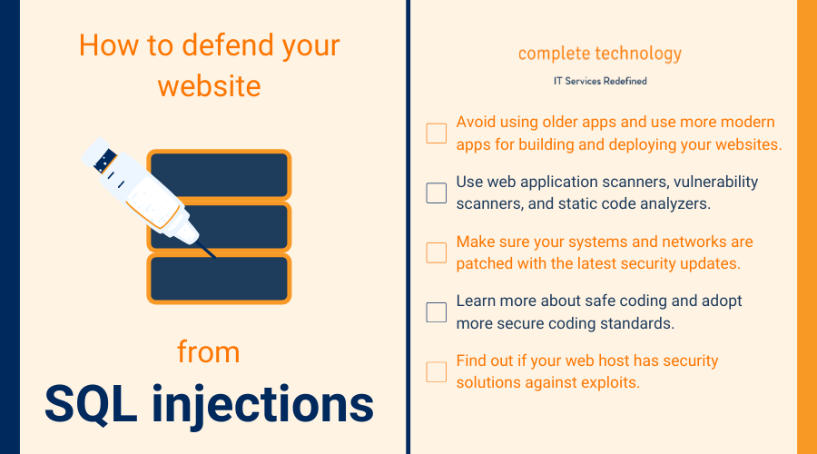 how to protect your website from SQL injection infographic