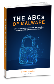 the ABCs of malware text with blue key lock on ebook cover